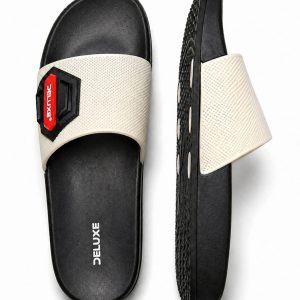 Deluxe Comfortable Men’s Slide Slippers – Black Cream