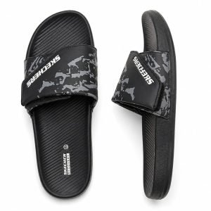 Skechers Gents Casual Slipper – Black Grey Camouflage